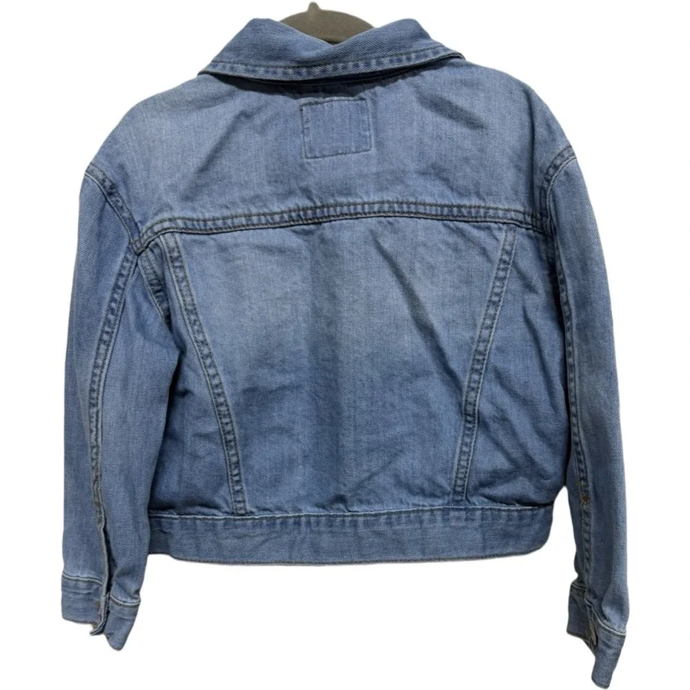 OshKosh B'gosh Girls Denim Jacket Size 5 Light Wash Snap Button Jean 100% Cotton